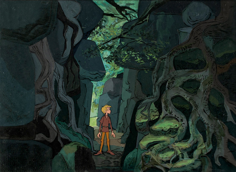 The Sword in the Stone Original Production Cel Key Setup on Original Background: Wart (Framed)