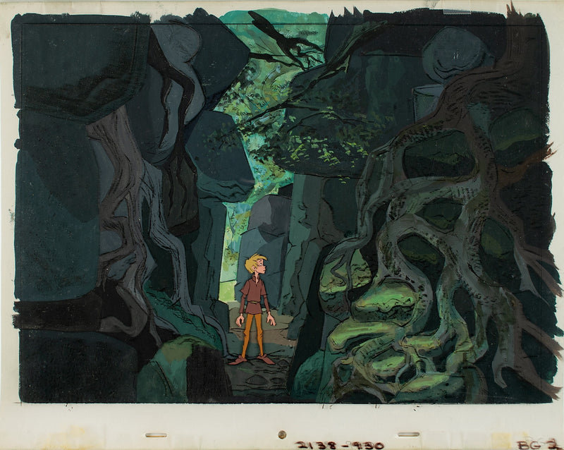 The Sword in the Stone Original Production Cel Key Setup on Original Background: Wart (Framed)