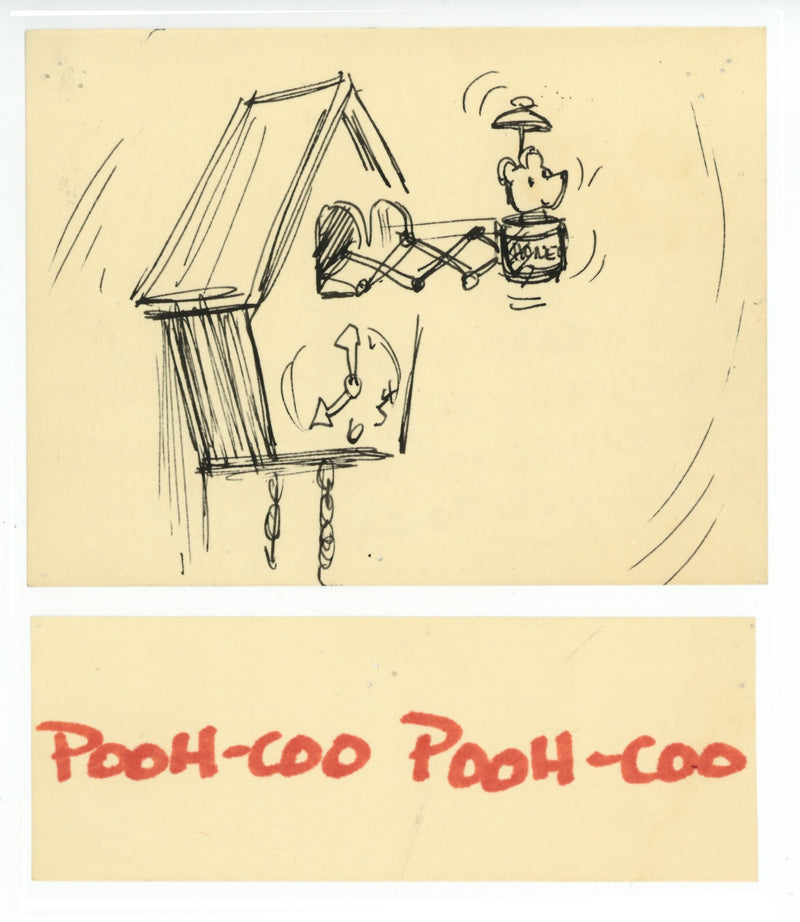 Winnie the Pooh and Tigger Too Storyboard with Matching Dialogue Tag: Pooh Cuckoo Clock