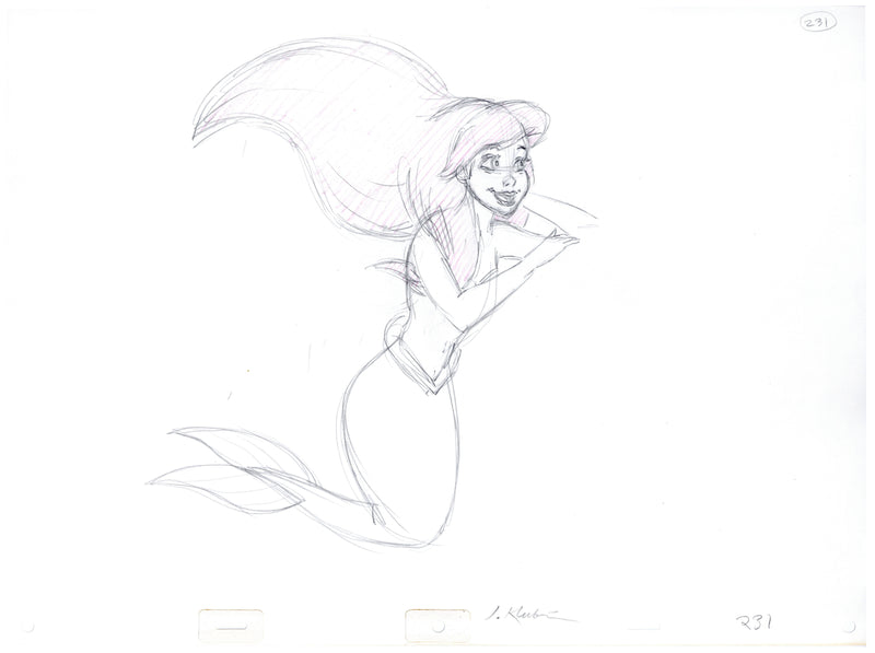 The Little Mermaid Original Production Drawing: Ariel