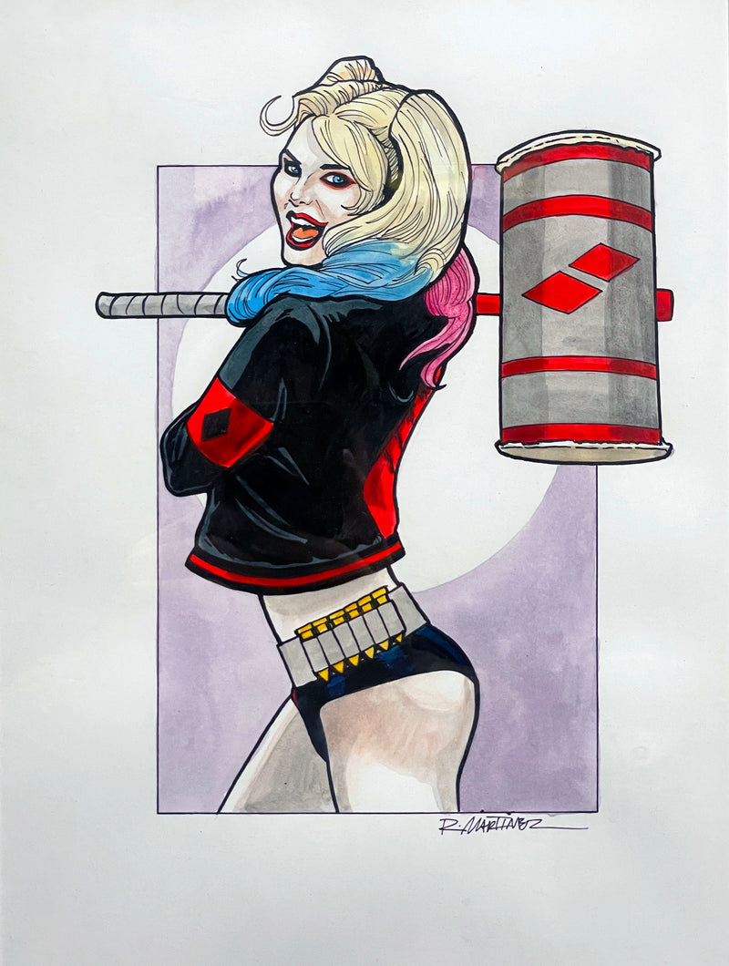 Harley Quinn Original Mixed Media Drawing by Randy Martinez