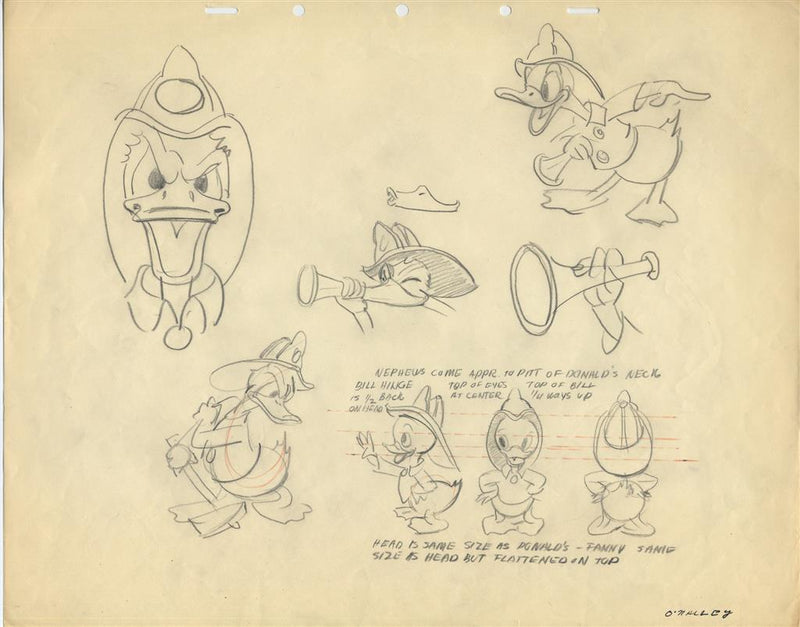 Fire Chief Original Model Drawings: Donald Duck, Huey, Dewey and Louie