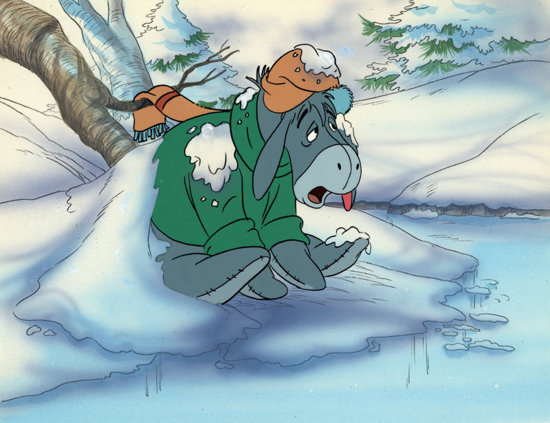 Eeyore Original Production Cel on Hand Painted Background