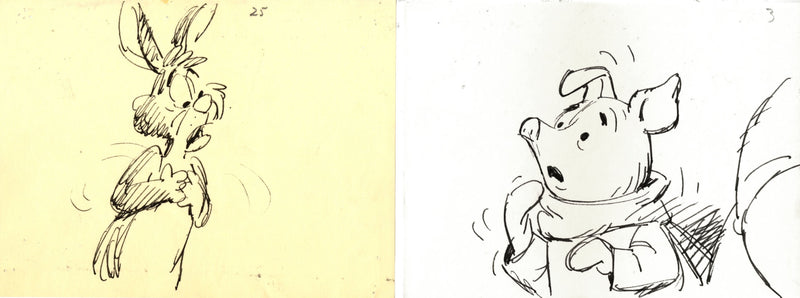 Winnie the Pooh and Tigger Too Original Storyboard Drawings: Rabbit, Piglet