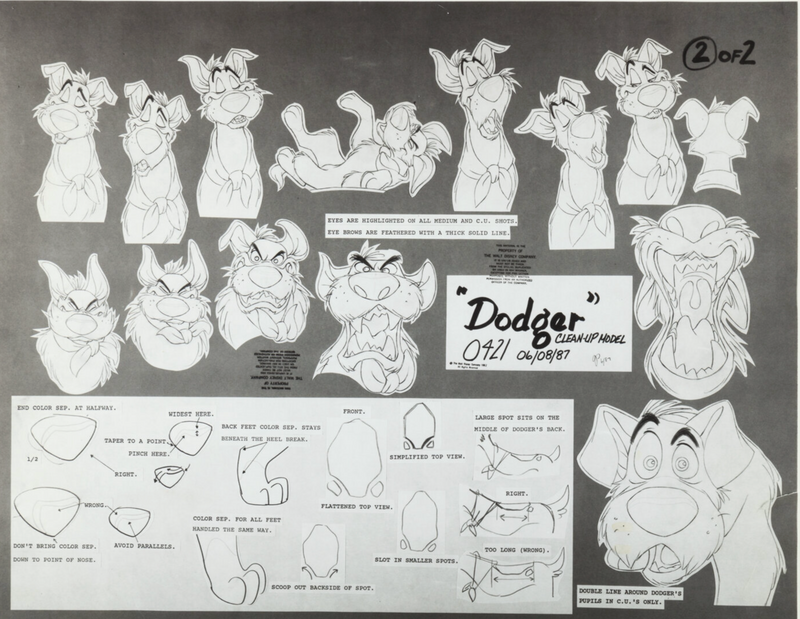 Oliver and Company Original Production Model Sheet: Dodger