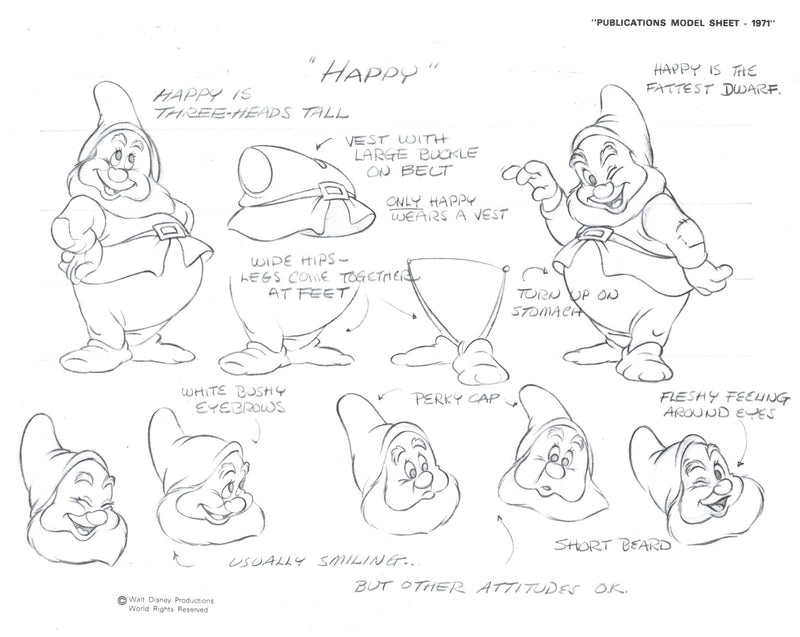 Snow White Publications Model Sheet (1971): Happy