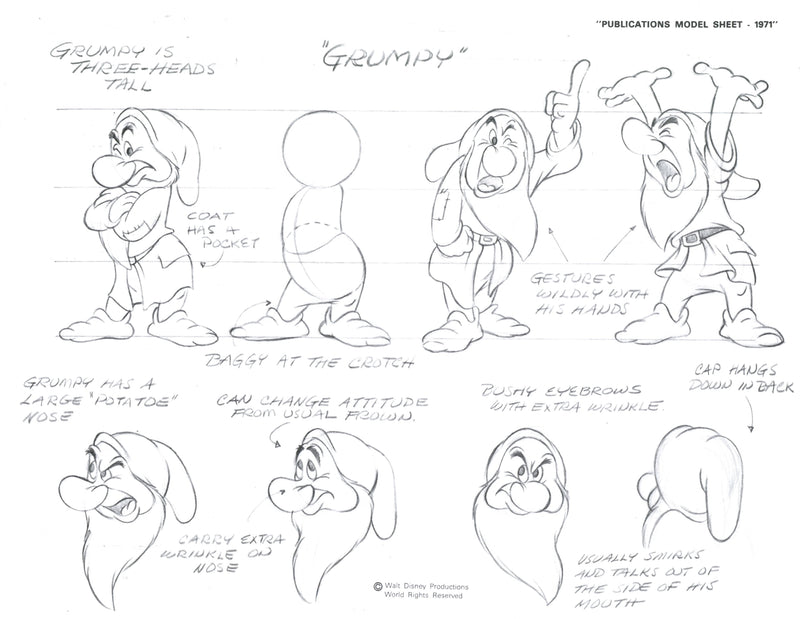 Snow White Publications Model Sheet (1971): Grumpy