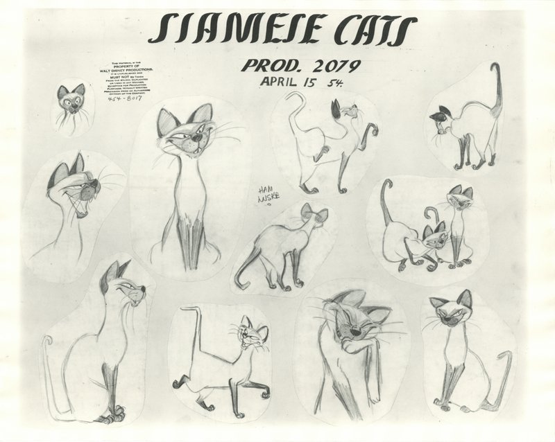 Lady and the Tramp Original Stat Model Sheet: Siamese Cats