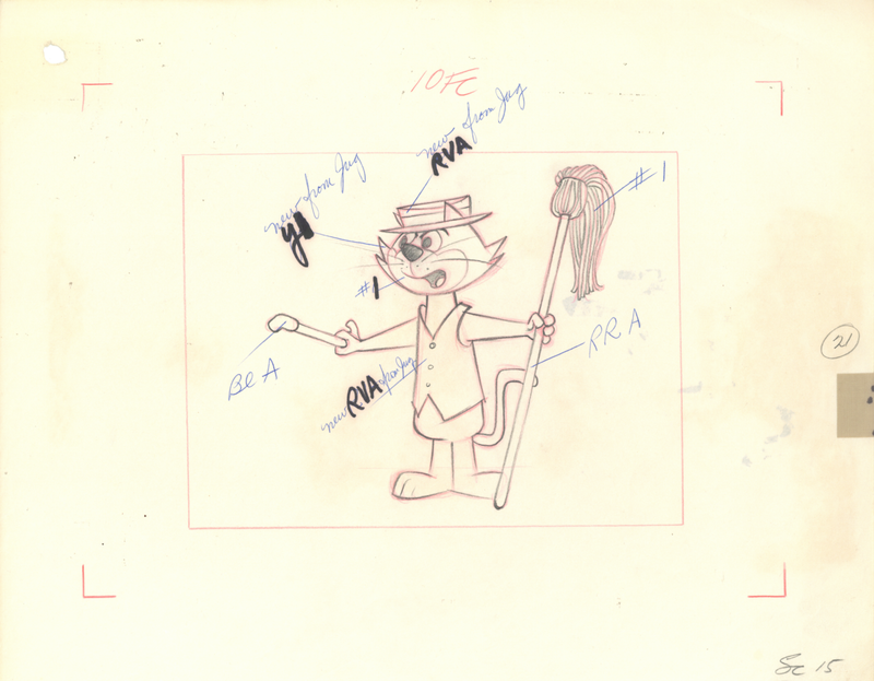 Top Cat and Director Pair of Original Production Layout Drawings