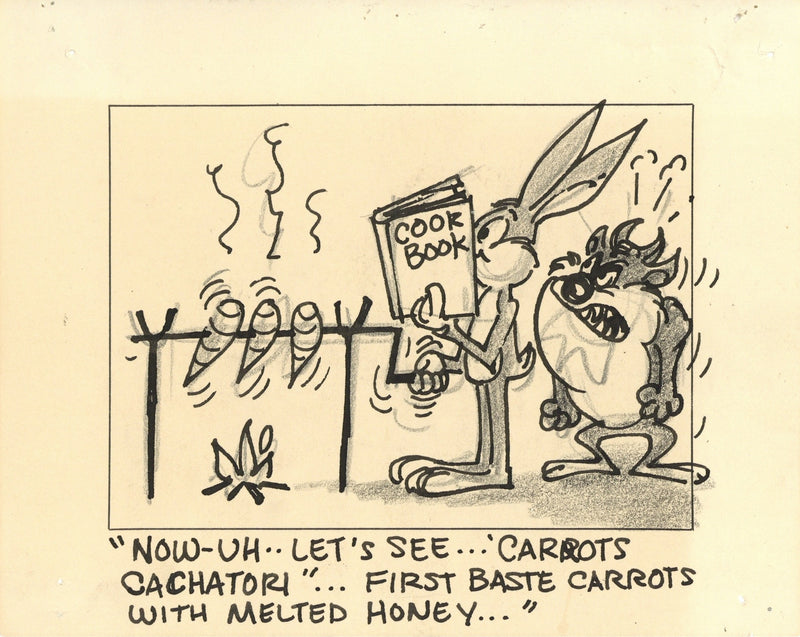 Bill of Hare Original Storyboard Drawing: Bugs, Taz