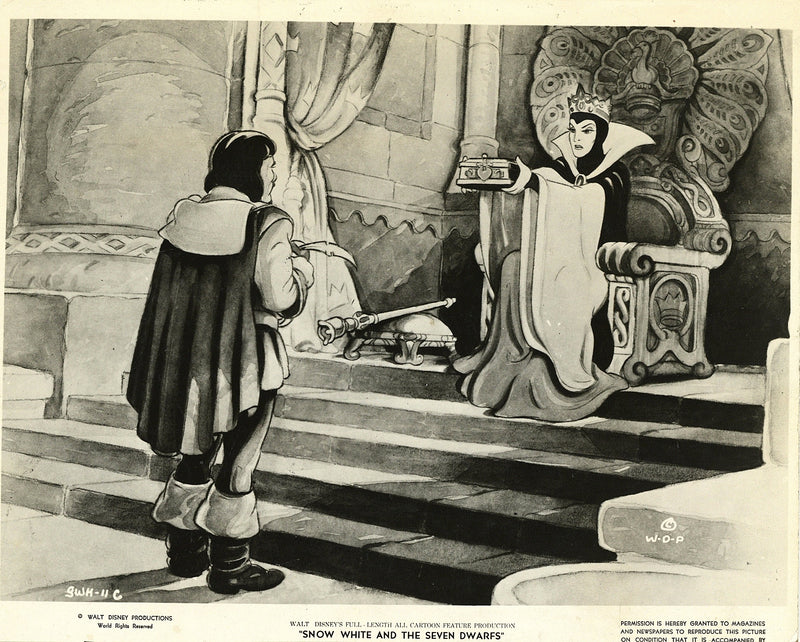 Snow White Original Concept Drawing and Publicity Photo: Evil Queen and Huntsman