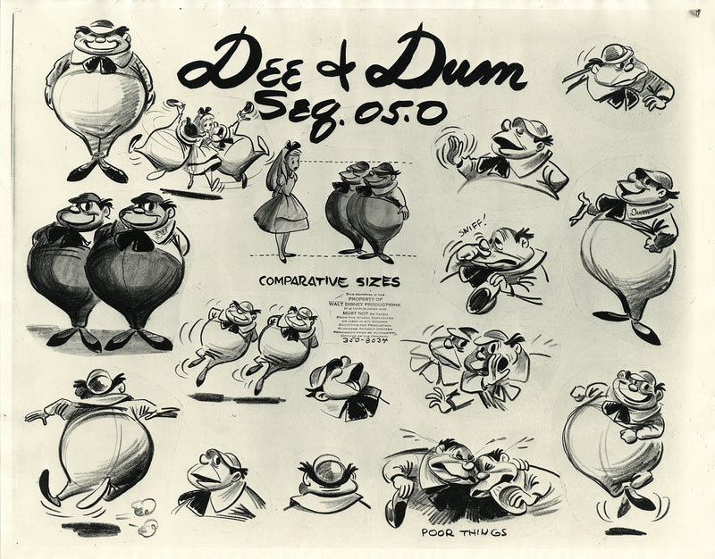 Alice in Wonderland Original Stat Model Sheet: Tweedle Dee and Tweedle Dum