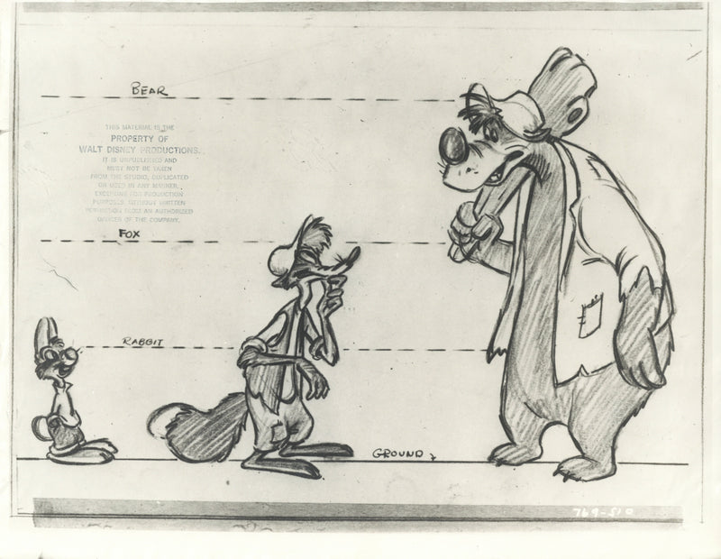 Song of the South Original Stat Model Sheet: Size Comparison Chart
