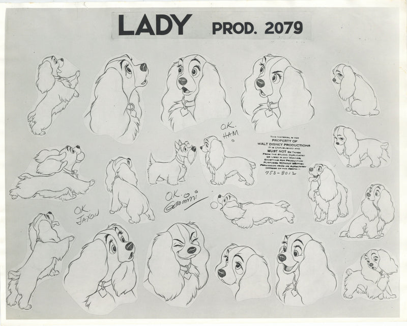 Lady and the Tramp Original Stat Model Sheet: Lady