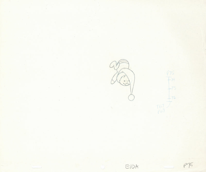 Winnie the Pooh Original Production Cel with Matching Drawing: Piglet