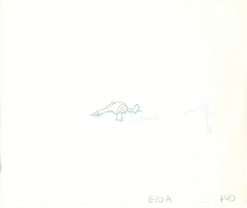 Winnie the Pooh Original Production Cel with Matching Drawings: Piglet