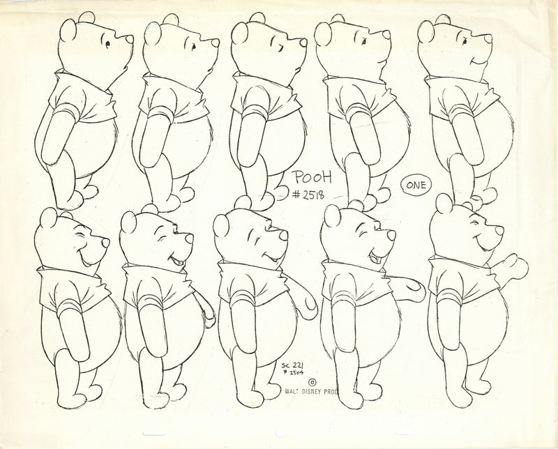 Winnie the Pooh and Tigger Too Original Stat Model Sheet: Pooh