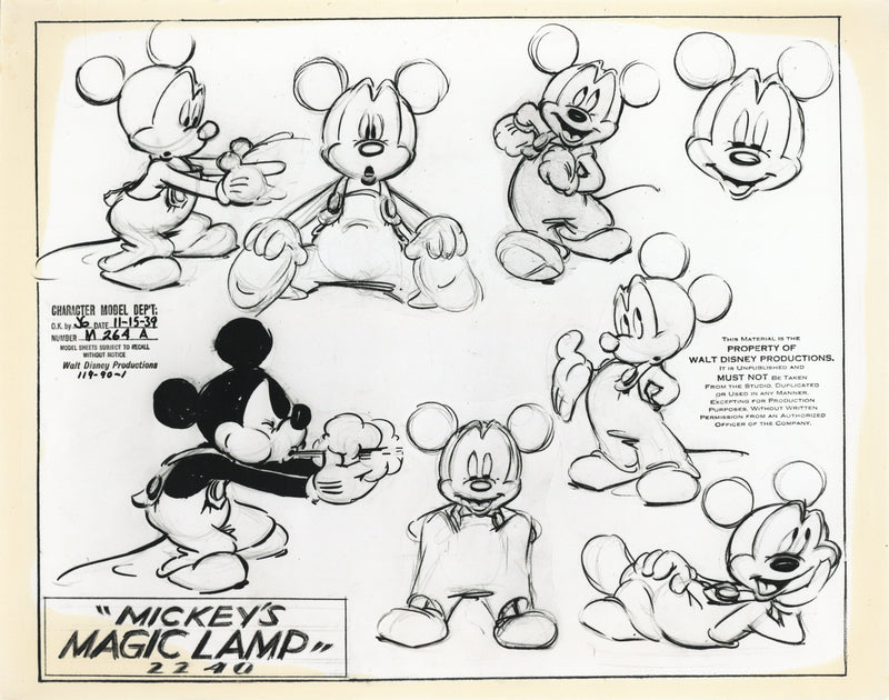 Pluto's Dream House Original Stat Model Sheet: Mickey Mouse