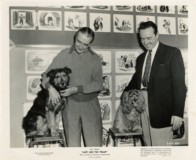 Disney Publicity Photo (1950s): Lady and the Tramp Animators and Dog Models