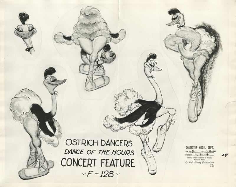 Fantasia Original Stat Model Sheet: Ostrich Dancers