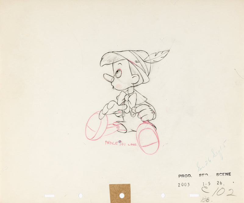 Pinocchio Original Production Drawing: Pinocchio