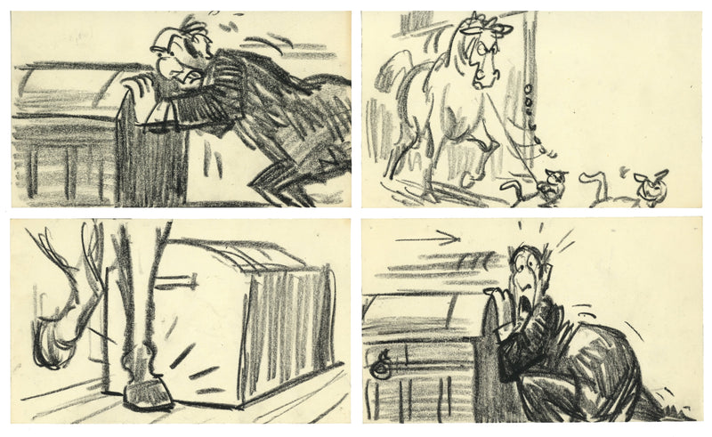 Aristocats Original Storyboard Drawings (Set of 4): Edgar, Frou-Frou, Alley Cats