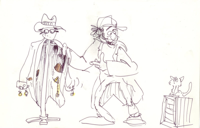 Oliver & Company Original Storyboard Drawing: Fagin, Oliver