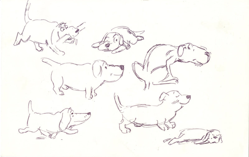 Oliver & Company Original Character Study Drawing: Dog Designs