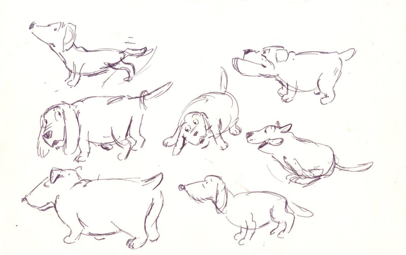 Oliver & Company Original Character Study Drawing: Dog Designs