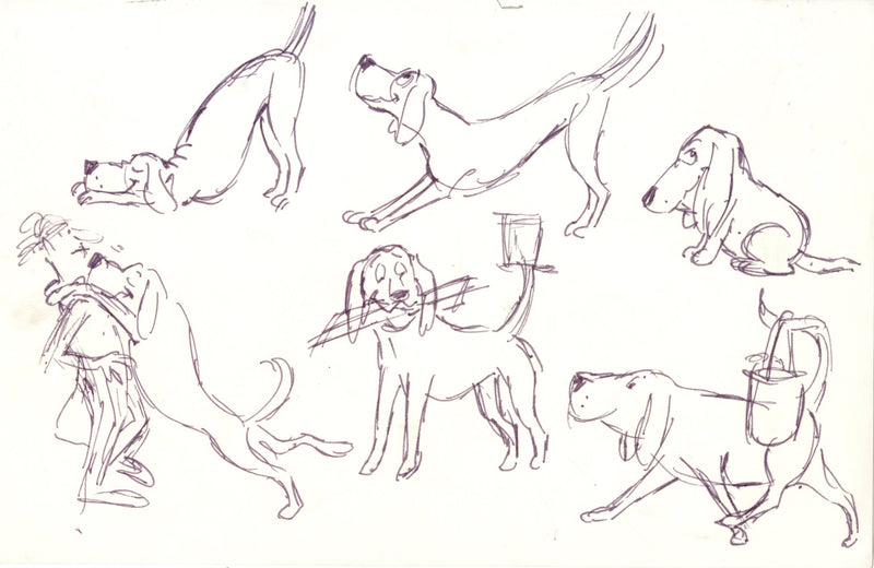 Oliver & Company Original Character Study Drawing: Dog Designs