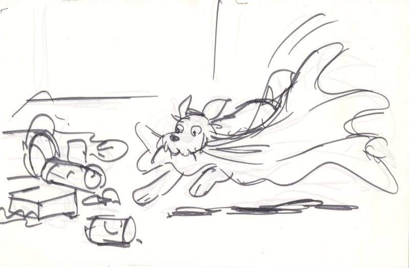 Oliver & Company Original Double-Sided Storyboard Drawing: Dodger