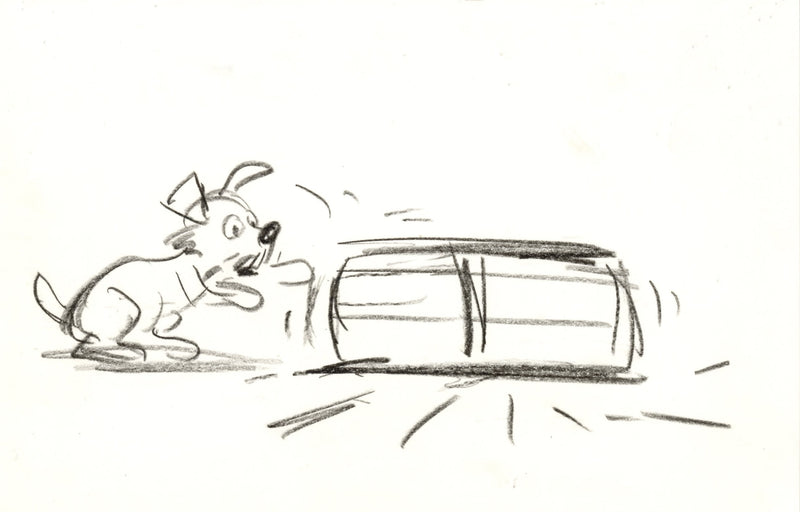 Oliver & Company Original Storyboard Drawing: Dodger