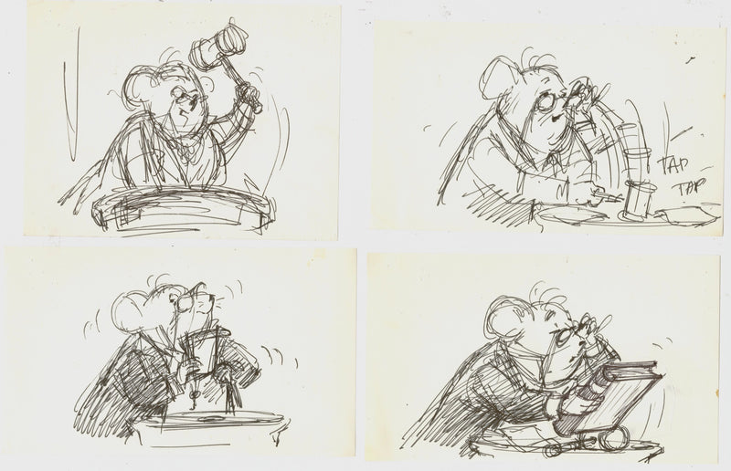The Rescuers Storyboard Drawings (Set of 4): Mr. Chairman