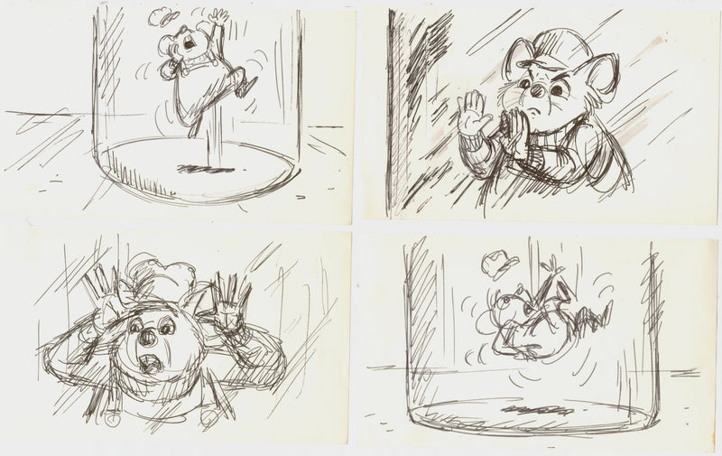 The Rescuers Storyboard Drawings (Set of 4): Bernard