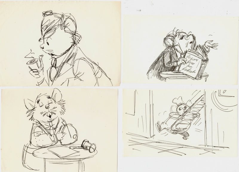 The Rescuers Storyboard Drawings (Set of 4): Mr. Chairman, Bernard