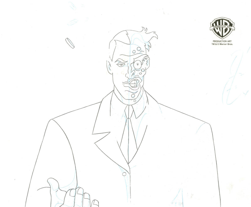 Batman The Animated Series Original Production Cel with Matching Drawing: Two-Face