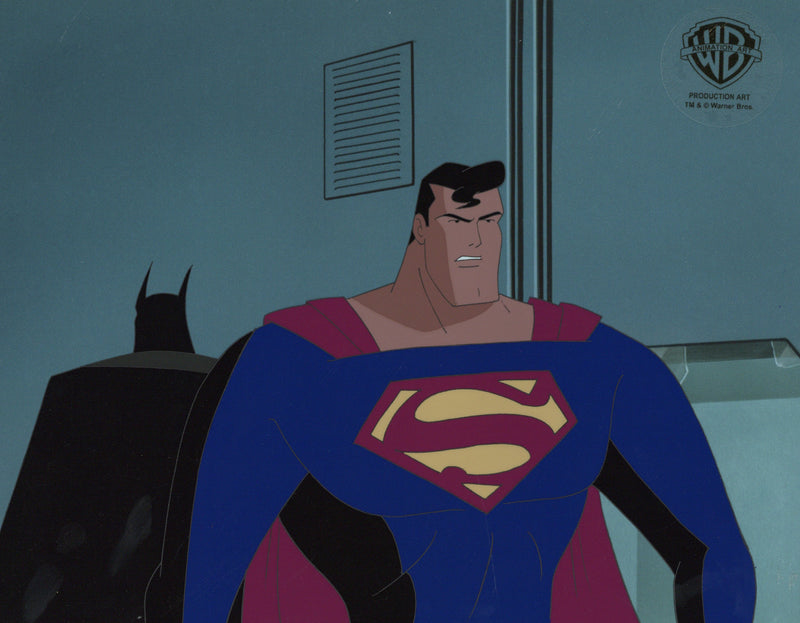 Superman the Animated Series Original Production Cel with Matching Drawing: Superman and Batman