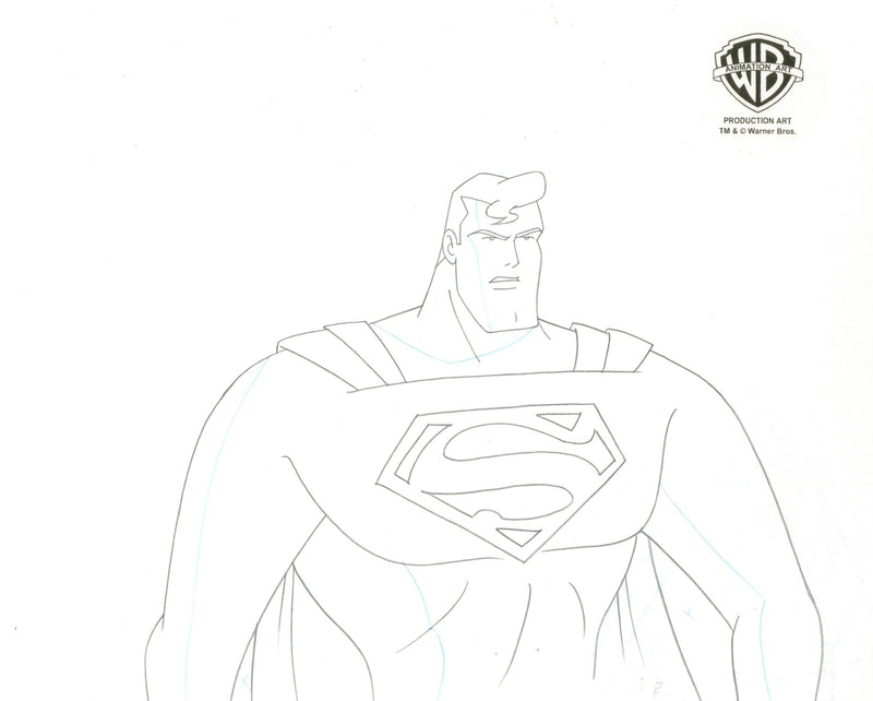 Superman the Animated Series Original Production Cel with Matching Drawing: Superman and Batman