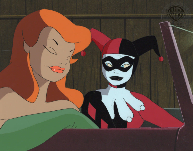 Batman The Animated Series Original Production Cel with Matching Drawing: Poison Ivy and Harley Quinn