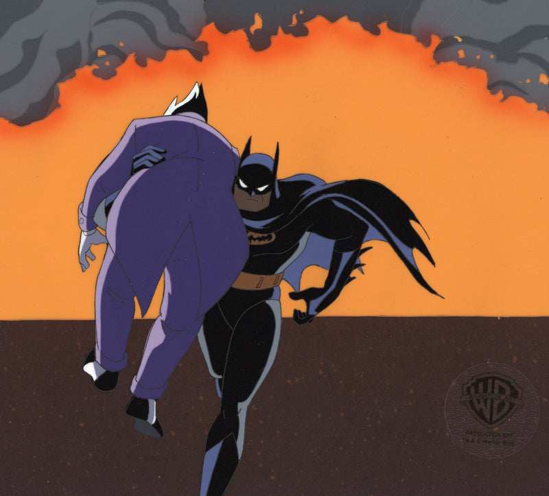 Batman The Animated Series Original Production Cel with Matching Drawing: Batman and Joker