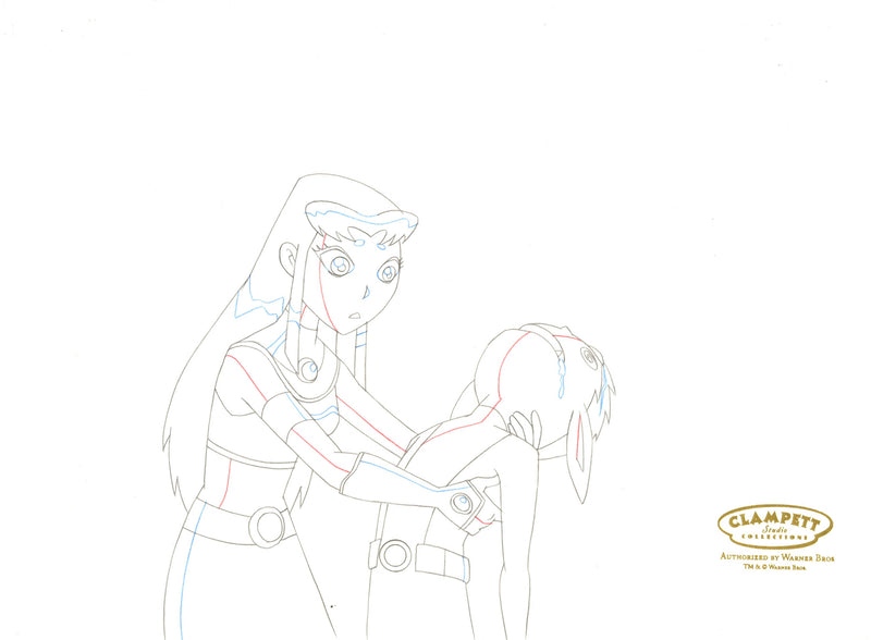 Teen Titans Original Production Drawing: Starfire, Beast Boy