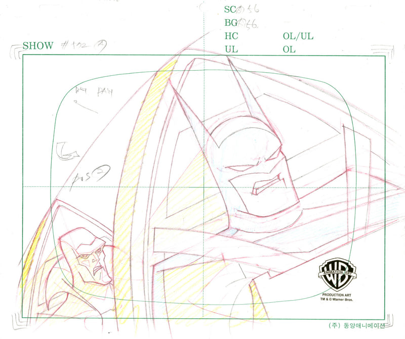 Justice League Original Production Drawing: Batman, Martian Manhunter