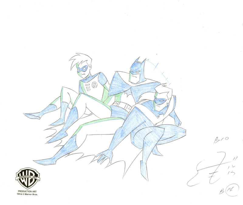 The New Batman Adventures Original Production Drawing: Batman, Nightwing, and Robin