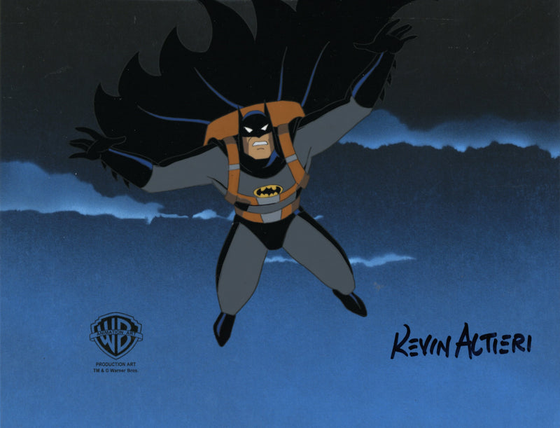 Batman The Animated Series Original Production Cel Signed by Kevin Altieri with Matching Drawing: Batman