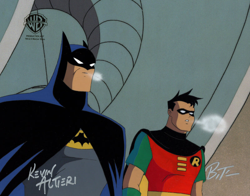 Batman The Animated Series Original Production Cel Signed By Kevin Altieri and Bruce Timm: Batman, Robin