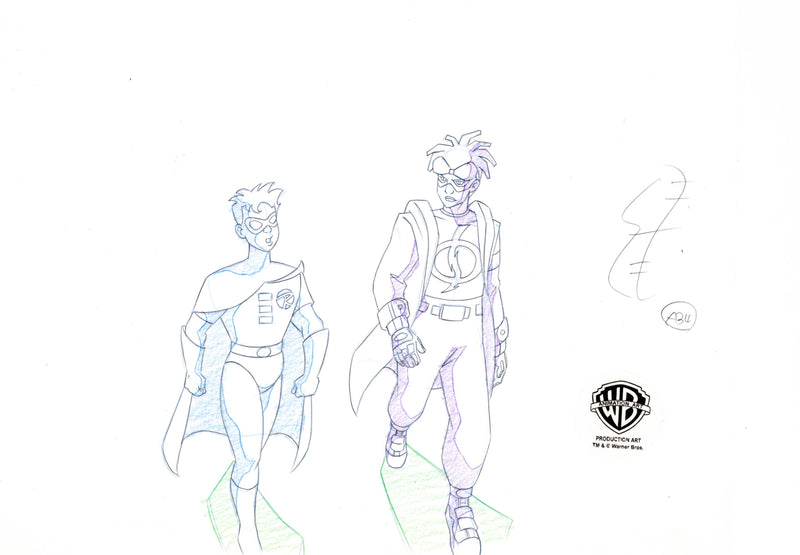 Static Shock Original Production Drawing: Static Shock and Robin