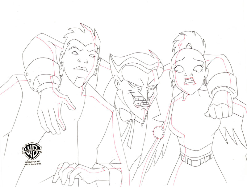 Static Shock Original Production Drawing: Joker, Shiv, and Talon