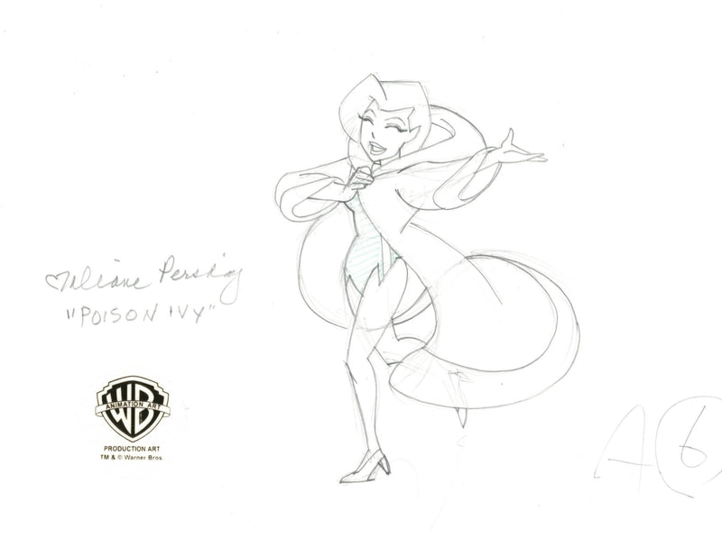 The New Batman Adventures Original Production Drawing Signed by Diane Pershing: Poison Ivy