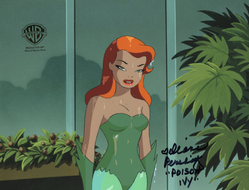 Batman The Animated Series Original Production Cel with Matching Drawing Signed by Diane Pershing: Poison Ivy