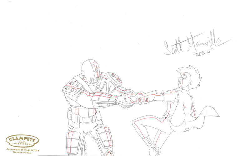 Teen Titans Original Production Drawing signed by Scott Menville: Slade,Robin